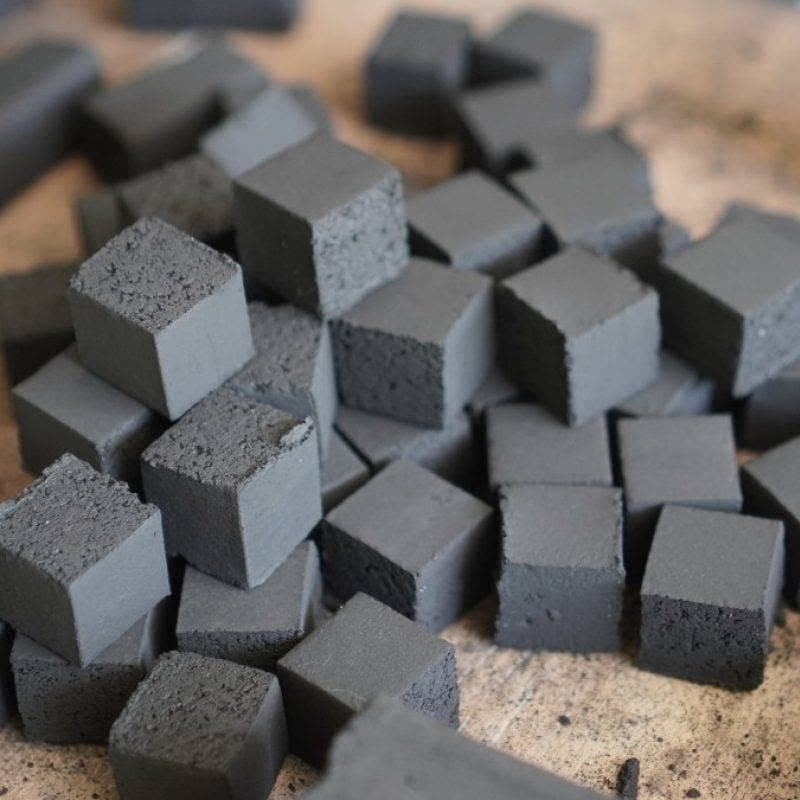 Cube-shaped coconut shell charcoal briquettes for shisha